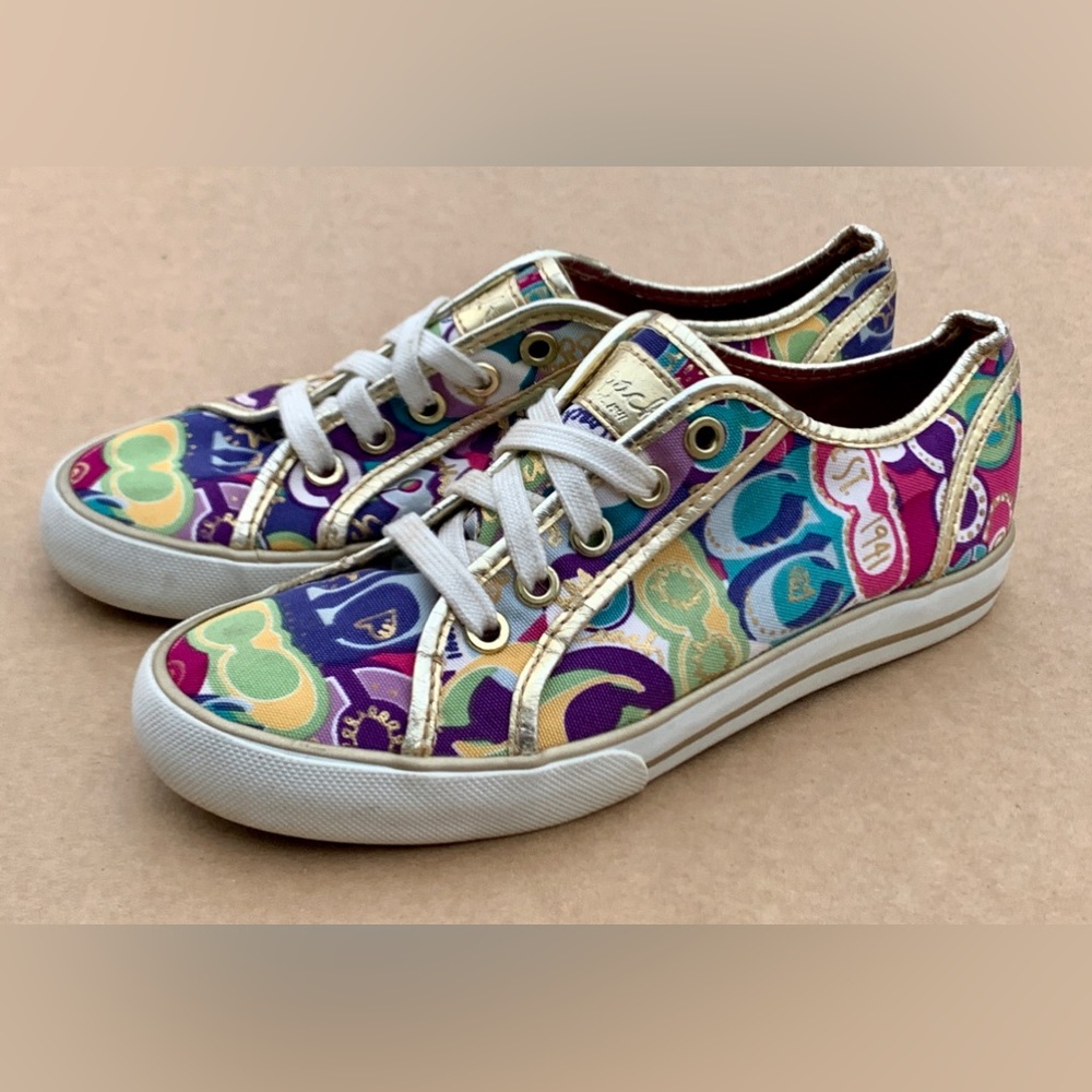 Women's 5.5 B Multi Colored Canvas COACH DEE 1941 Sneakers - Picture 6 of 16